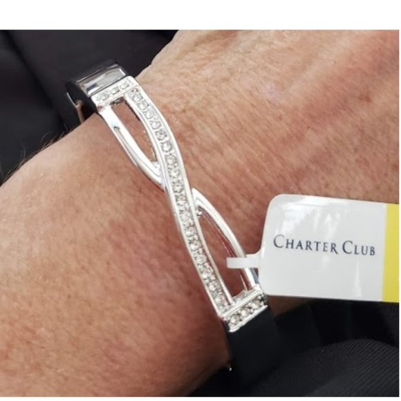 NEW Charter Club CrissCross Bangle Bracelet Silver - Picture 4 of 9